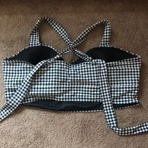 Black and white checkered Torrid swim top